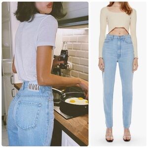 MOTHER Denim NWT SNACKS! High Waisted Twizzy Skimp in Just a Nibble (Light Wash)